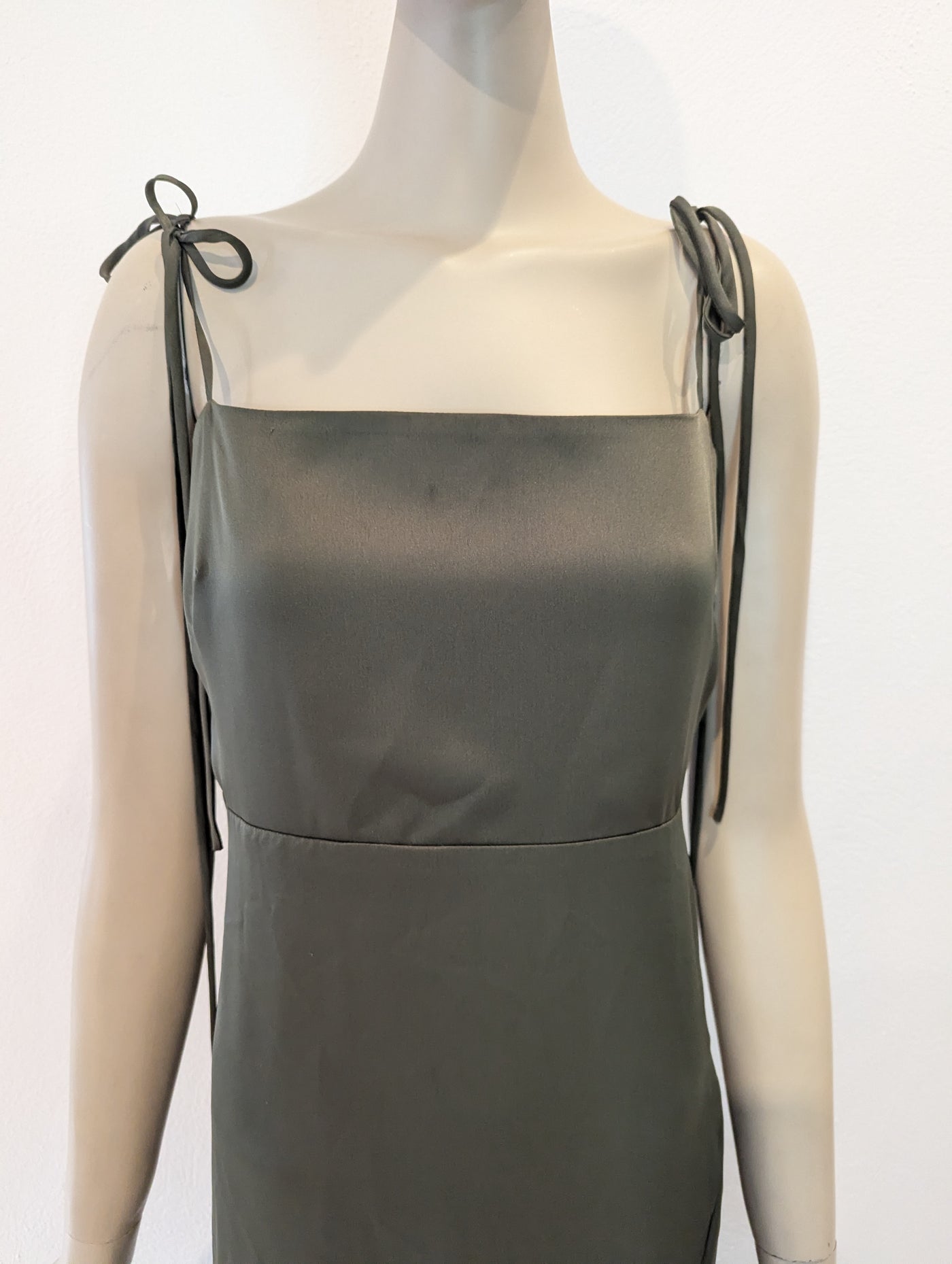 Khaki tie shoulder dress 12 RRP £265