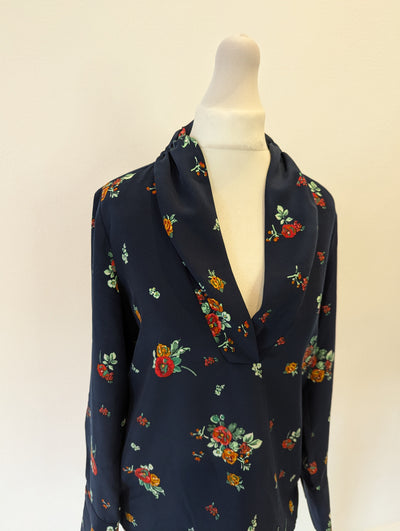 Zara Navy Flower Top S