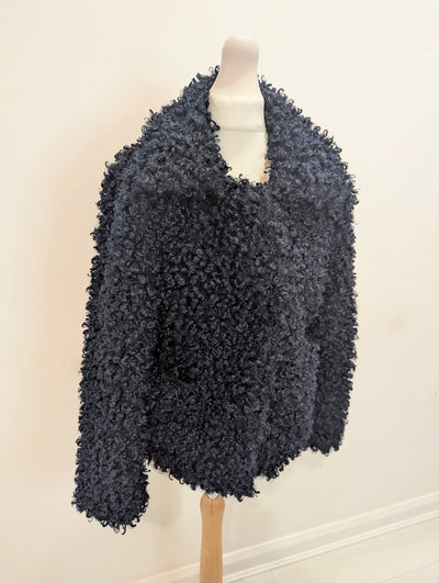 Zara Navy Fluffy Jacket S