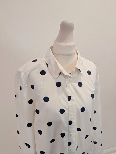 Boden white polka dot shirt 14