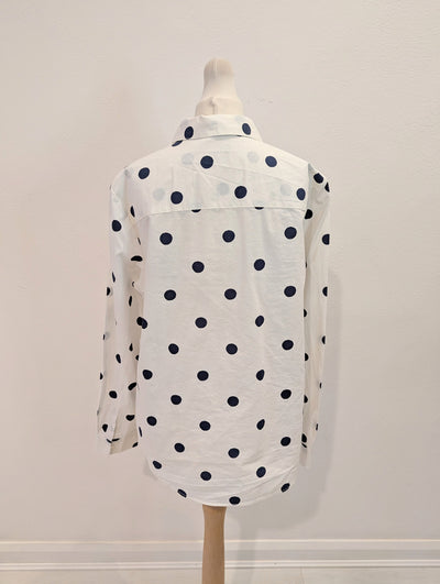 Boden white polka dot shirt 14