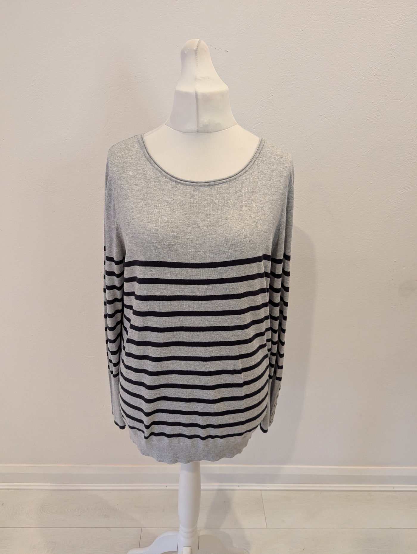 Mint Velvet Grey Stripe Jumper 16