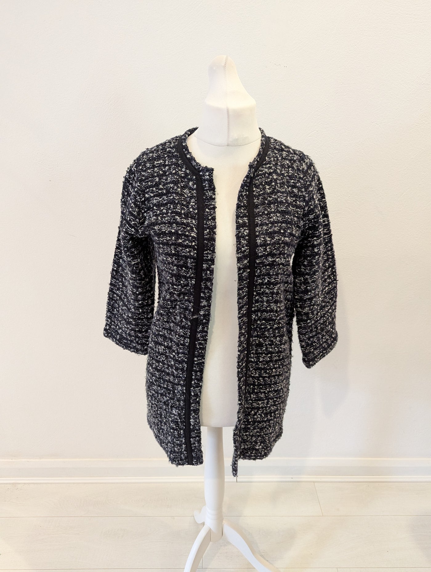 Warehouse Navy Boucle Coatigan 12