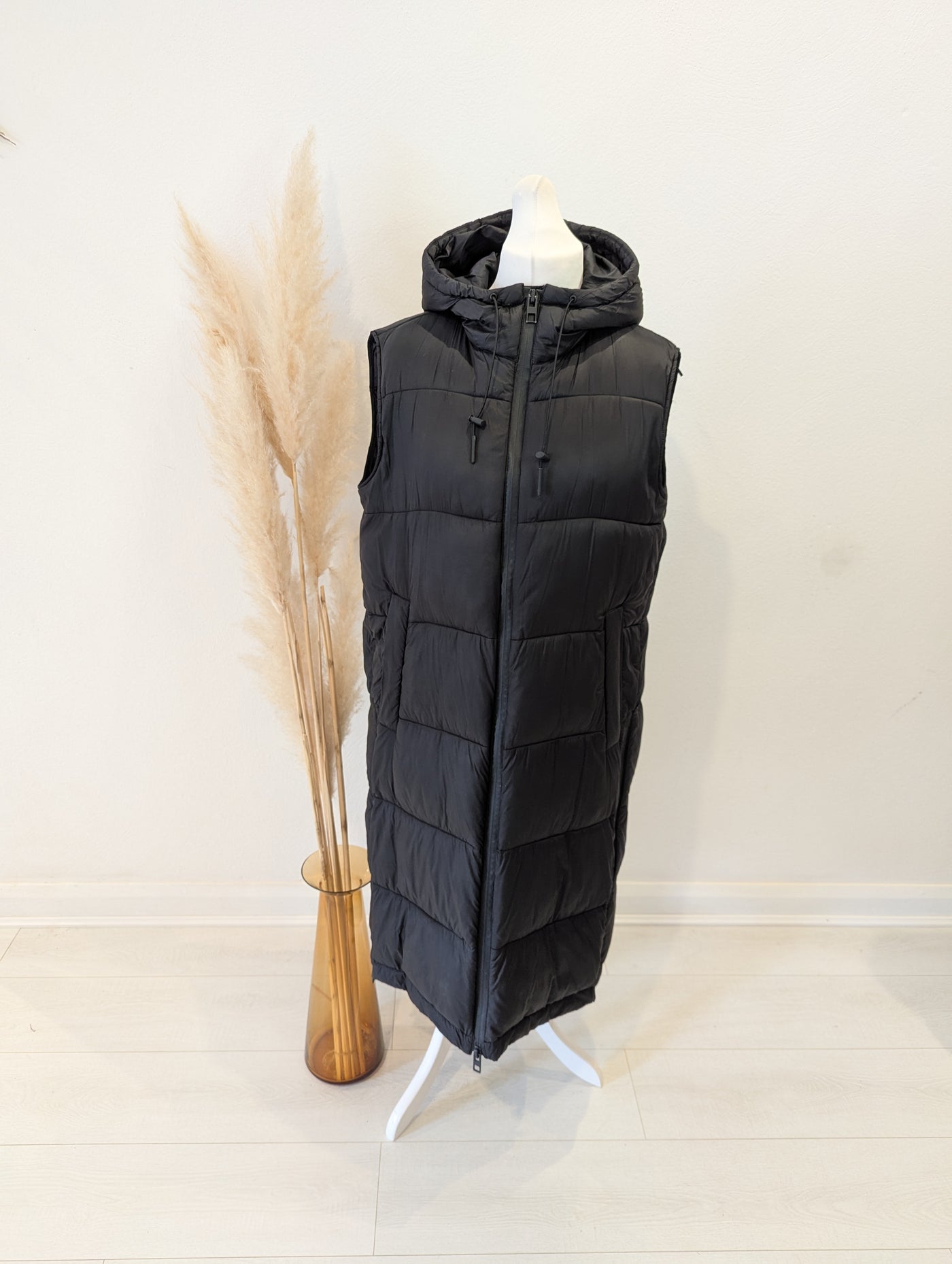 Zara black long gilet L