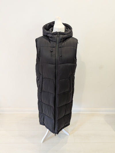 Zara black long gilet L