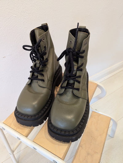 TopShop Green Leather Boots 7