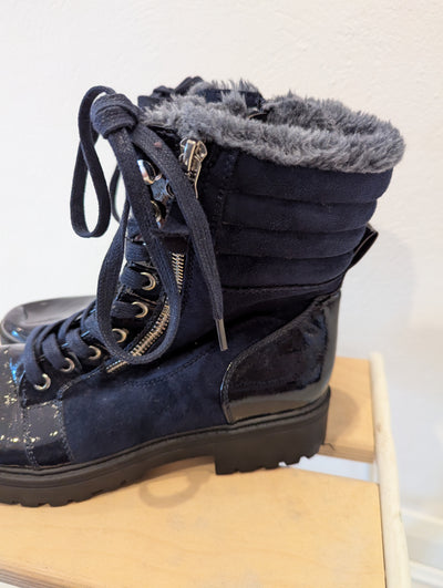 Navy Biker Boots 6