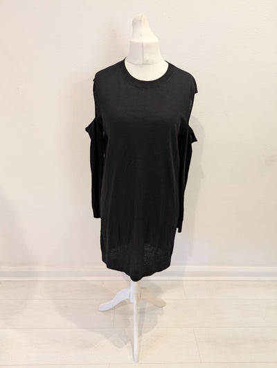 All Saints Black Merino Cold Shoulder dress L