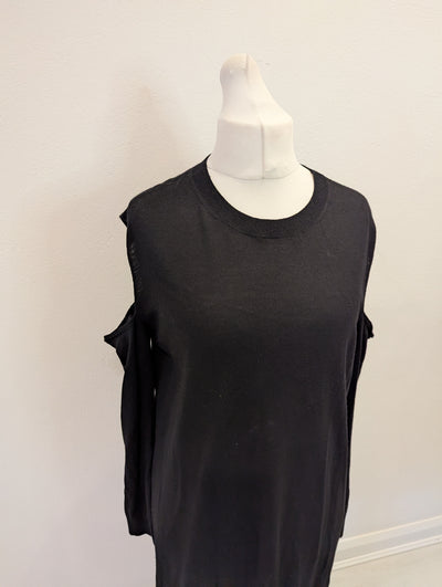 All Saints Black Merino Cold Shoulder dress L