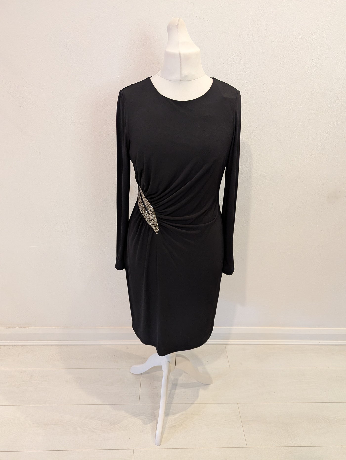 Biba Black/ Gold Ruched Dress 16