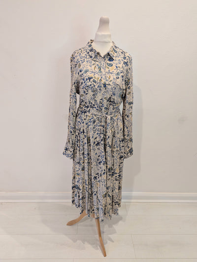 Part Two Cream/Blue Floral Shirt Dress 36