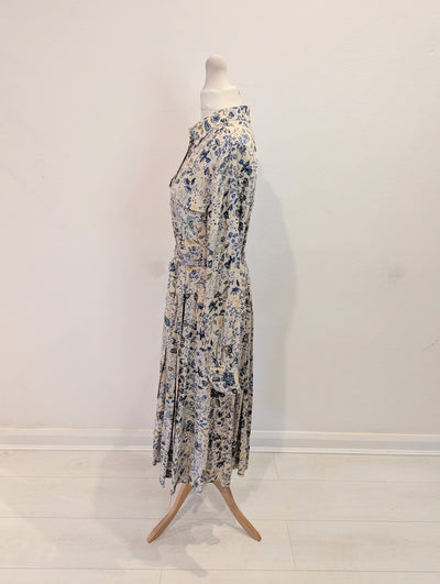 Part Two Cream/Blue Floral Shirt Dress 36