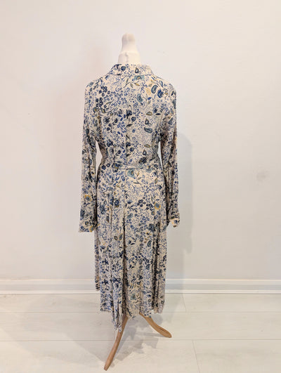 Part Two Cream/Blue Floral Shirt Dress 36