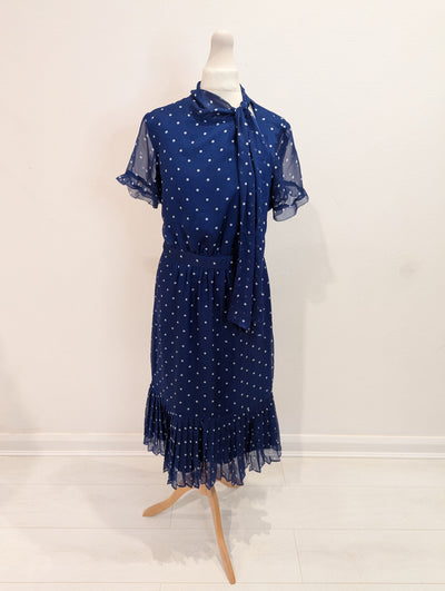 Phase Eight Navy Polka Dot Dress 10