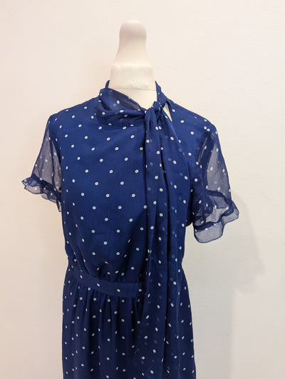 Phase Eight Navy Polka Dot Dress 10