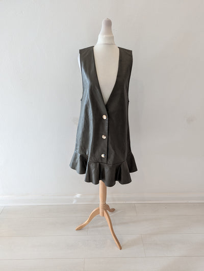 Zara Khaki Pleather Button Dress M NWT