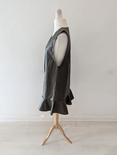Zara Khaki Pleather Button Dress M NWT