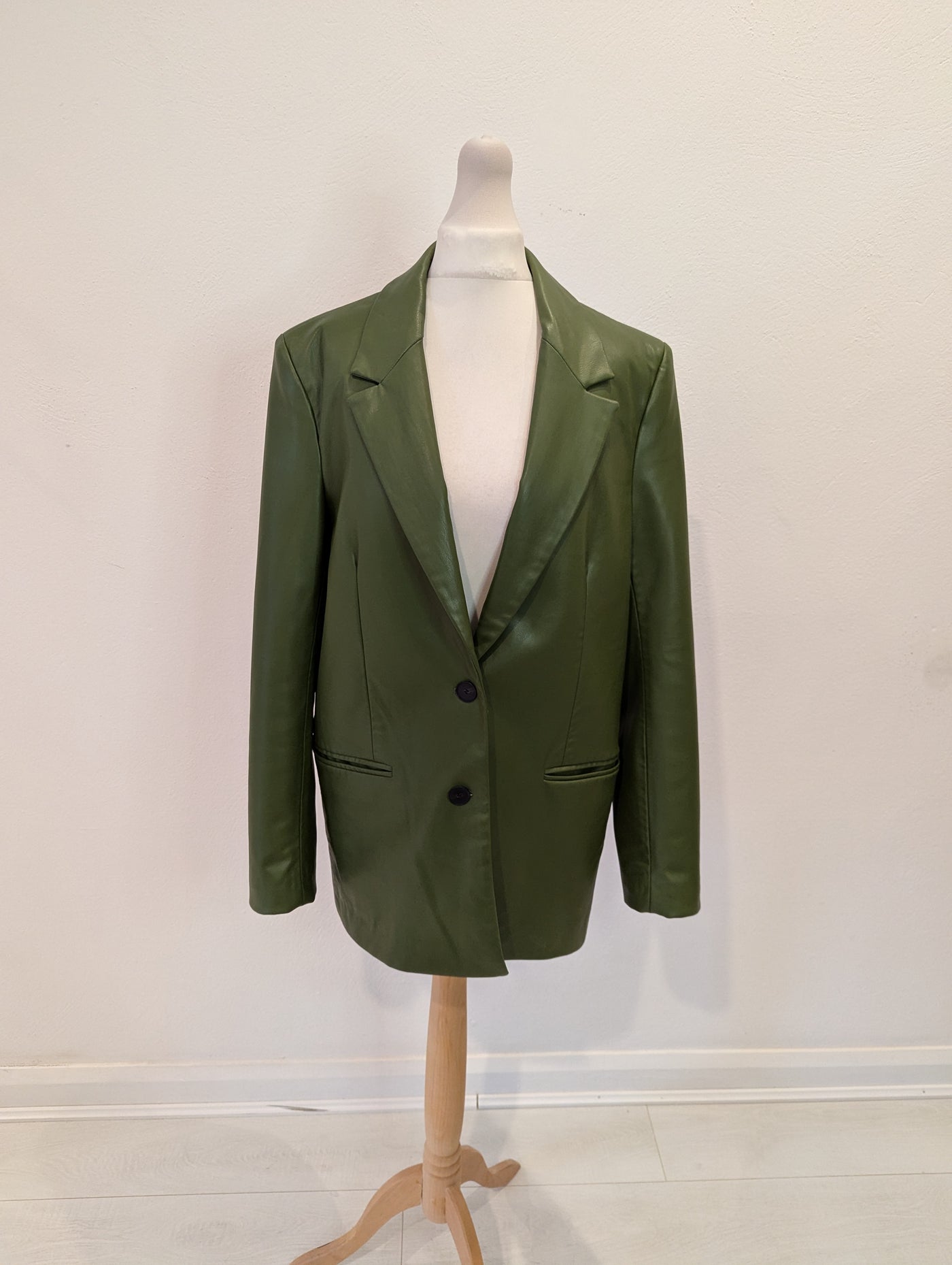 Zara Green Pleather Blazer Size Small