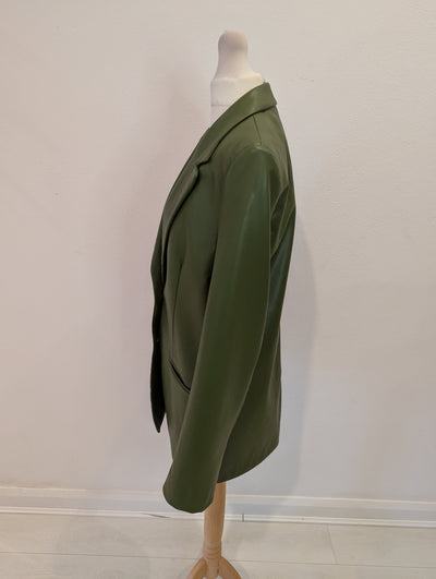 Zara Green Pleather Blazer Size Small