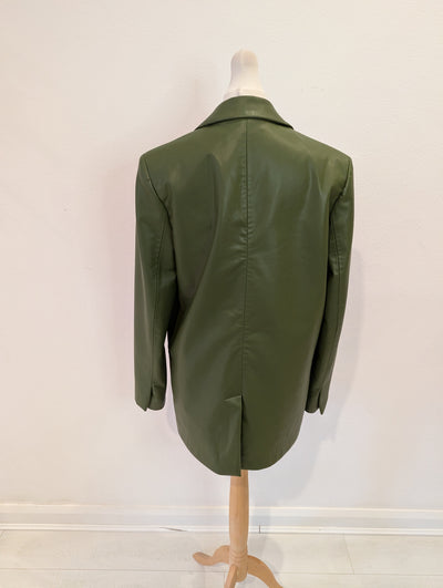 Zara Green Pleather Blazer Size Small