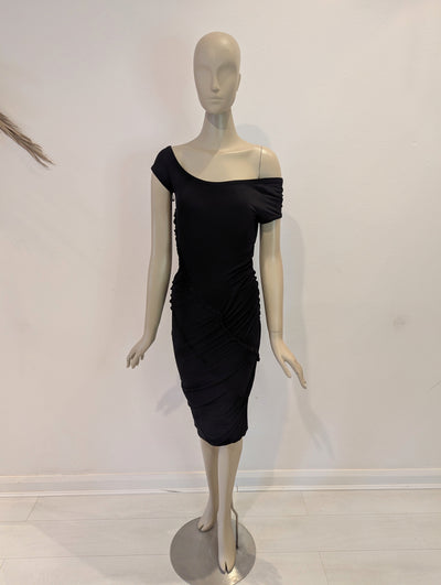 Donna Karan Black  Ruched Dress Small