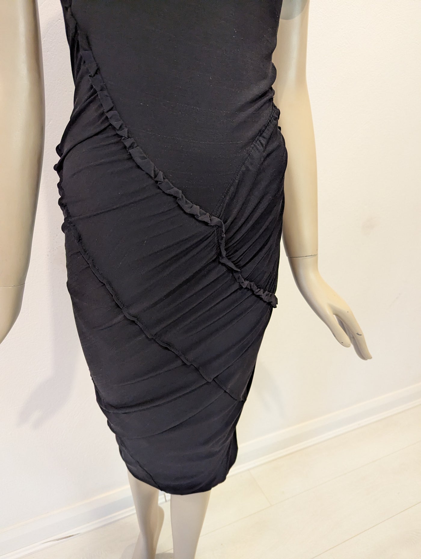 Donna Karan Black  Ruched Dress Small