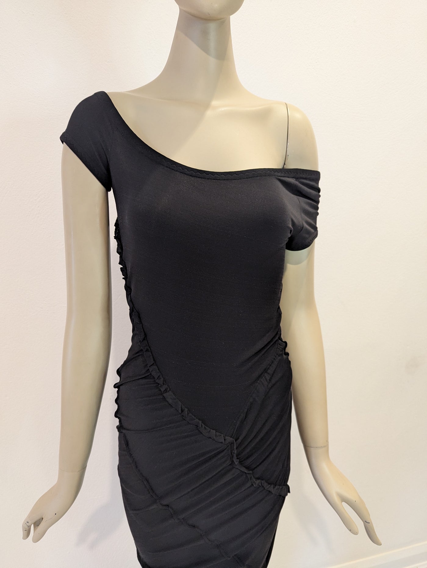 Donna Karan Black  Ruched Dress Small