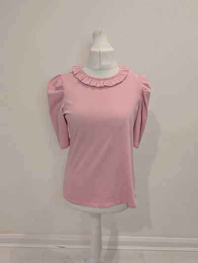 Boden Pink Frill Neck Tshirt 14