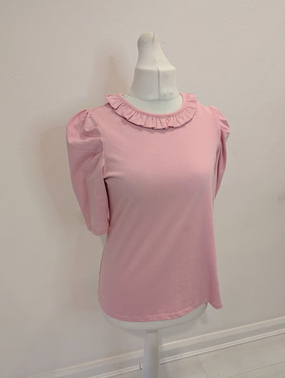 Boden Pink Frill Neck Tshirt 14