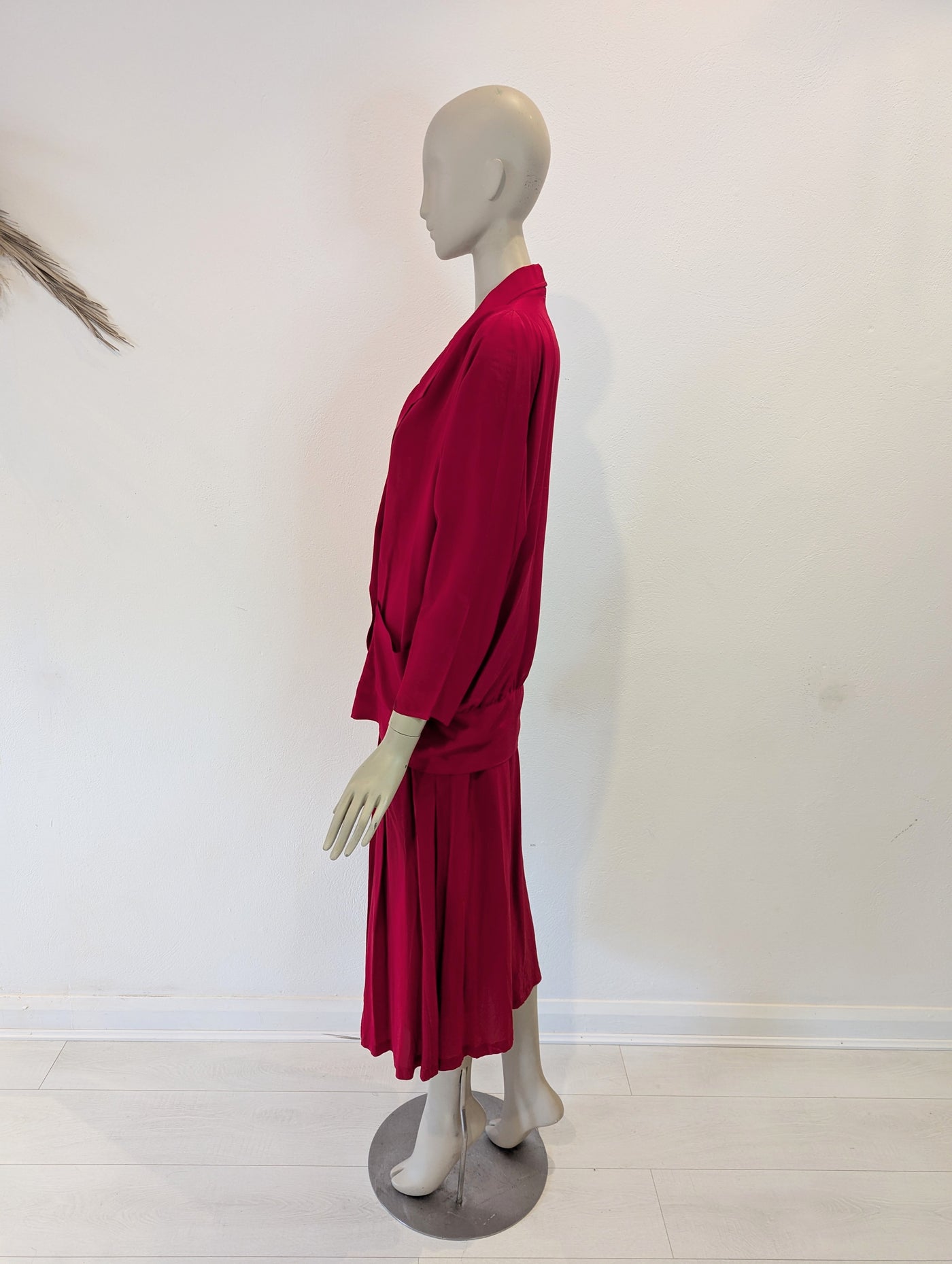 Vintage Wallis Red Skirt & Top silk 2 piece 10