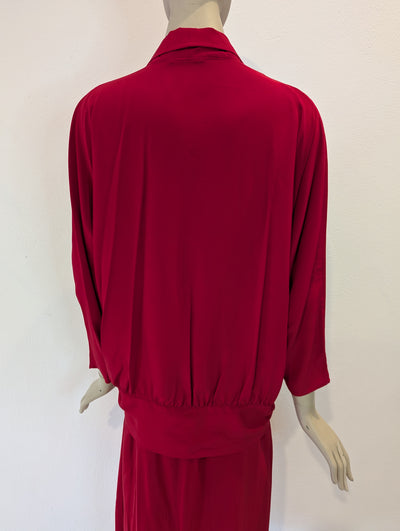 Vintage Wallis Red Skirt & Top silk 2 piece 10