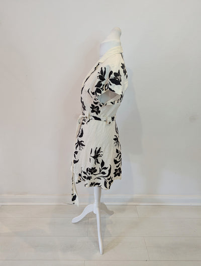 Zara Cream Black Wrap Dress L RRP £49.99