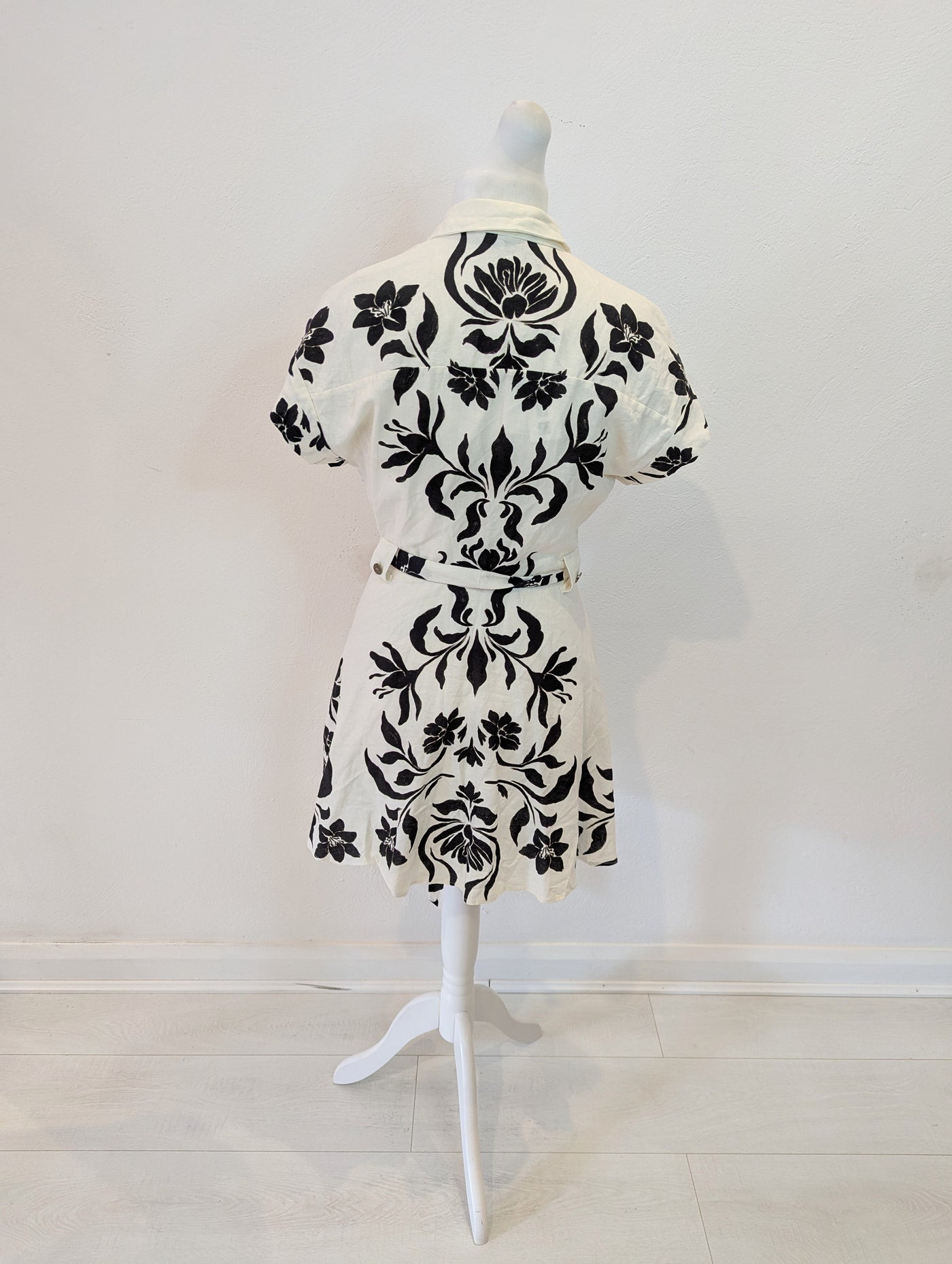 Zara Cream Black Wrap Dress L RRP £49.99
