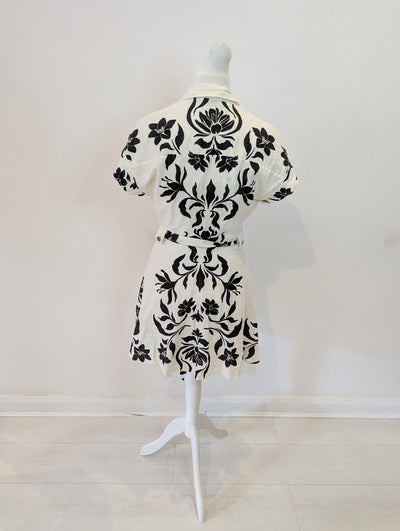 Zara Cream Black Wrap Dress L RRP £49.99