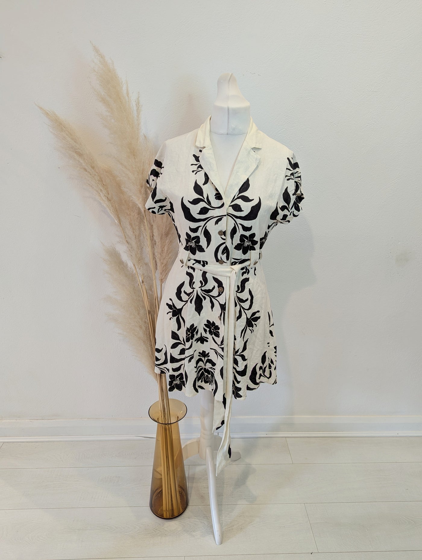 Zara Cream Black Wrap Dress L RRP £49.99