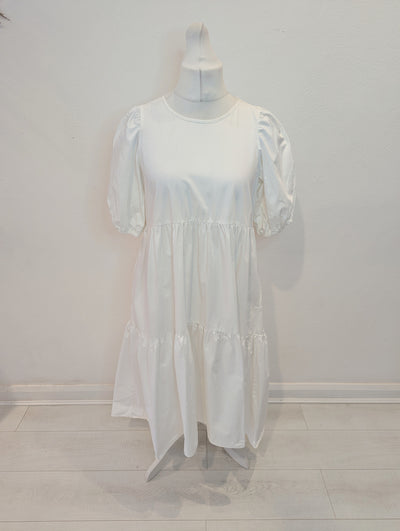 Zara White Tiered Dress L