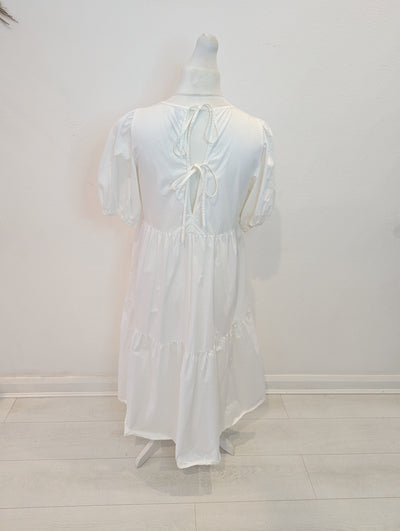 Zara White Tiered Dress L