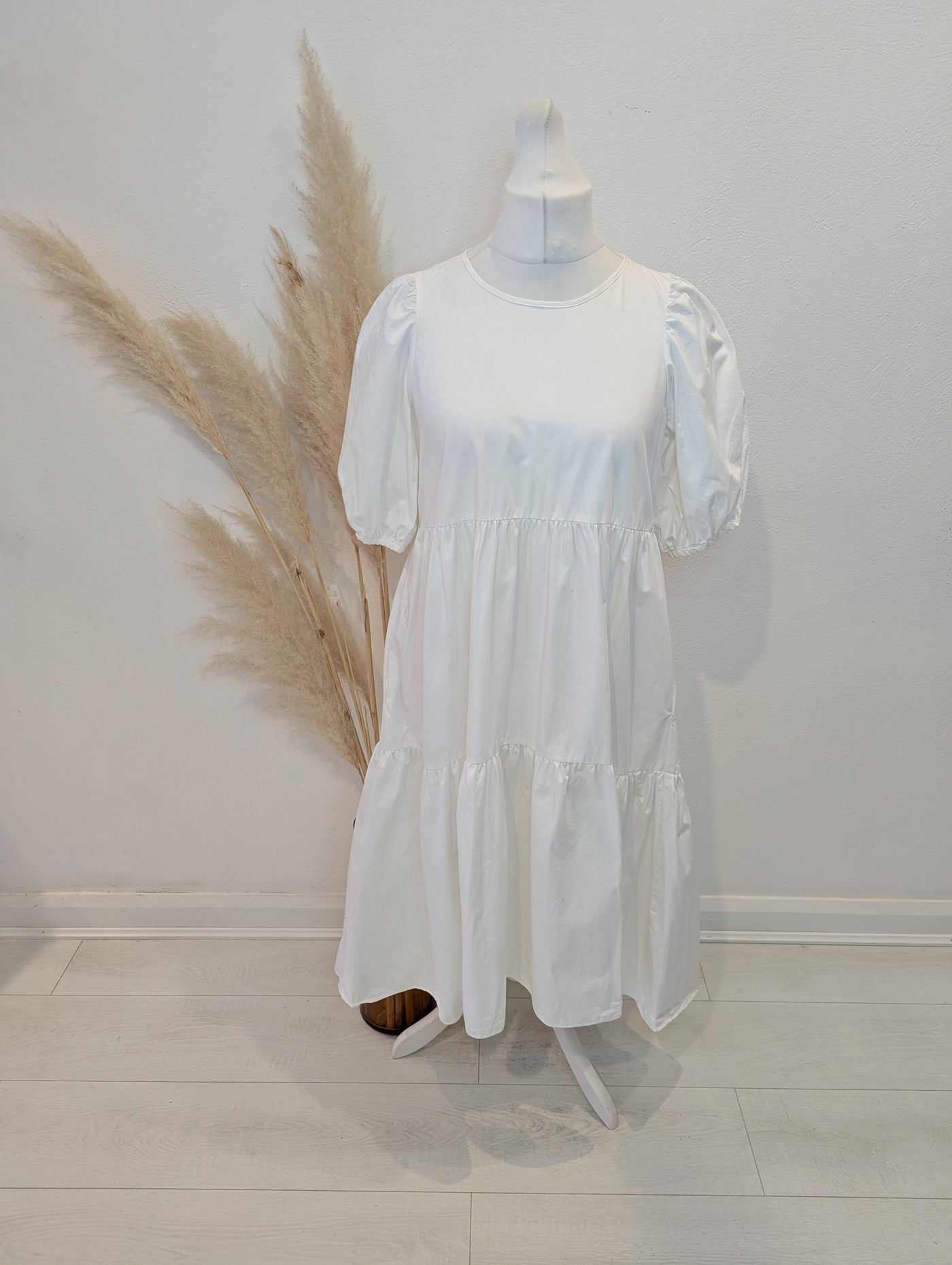 Zara White Tiered Dress L