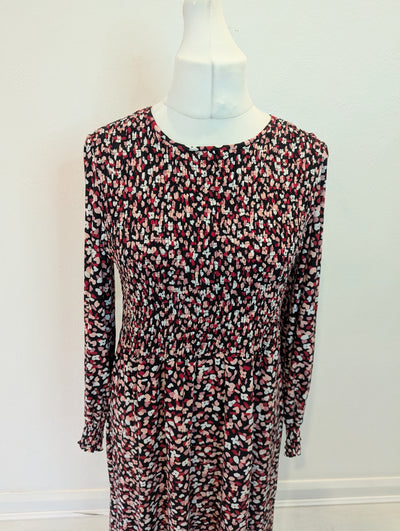 QED London  Black Flower print Dress 14