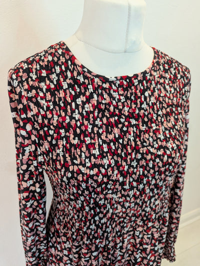 QED London  Black Flower print Dress 14