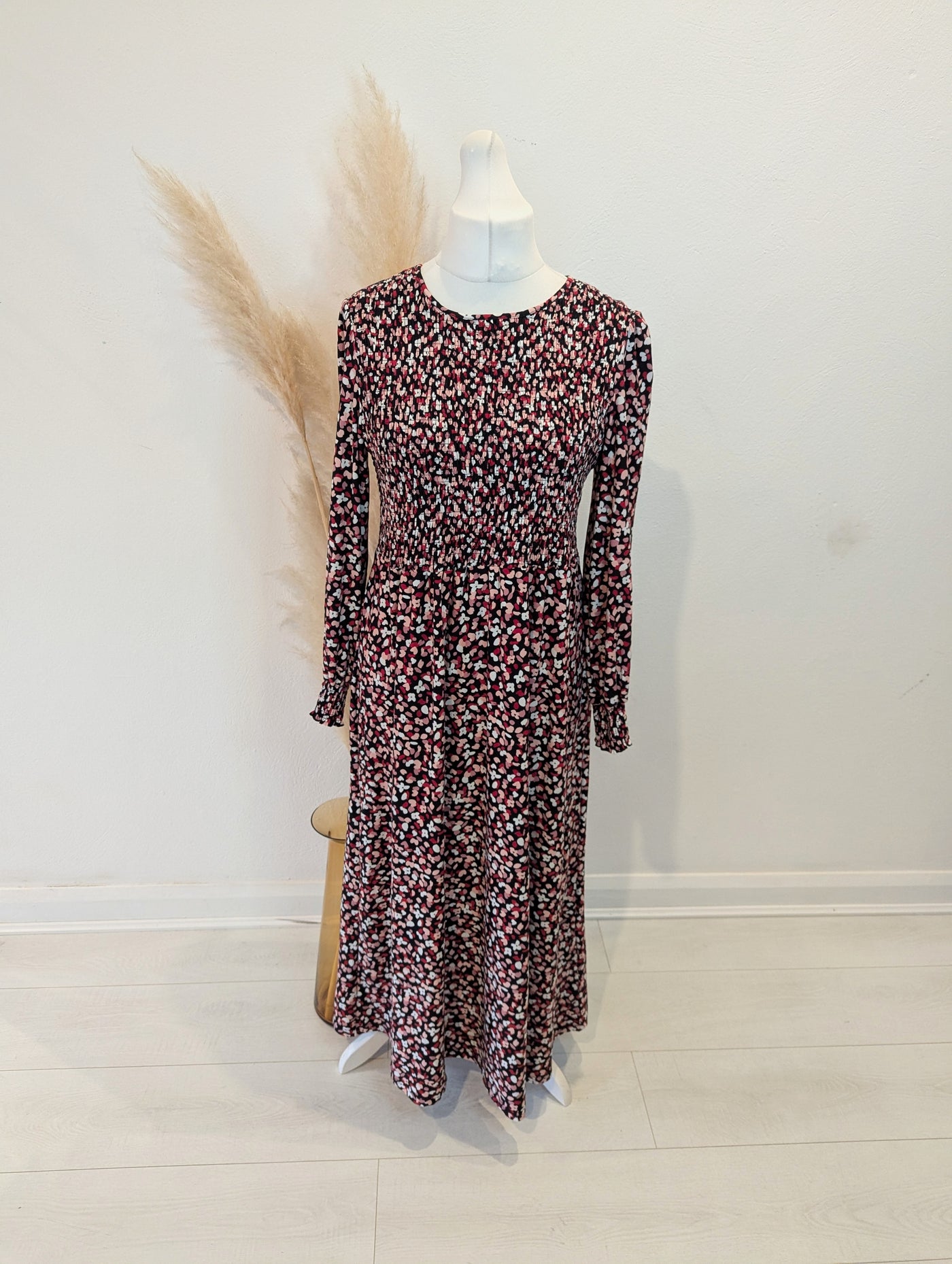 QED London  Black Flower print Dress 14