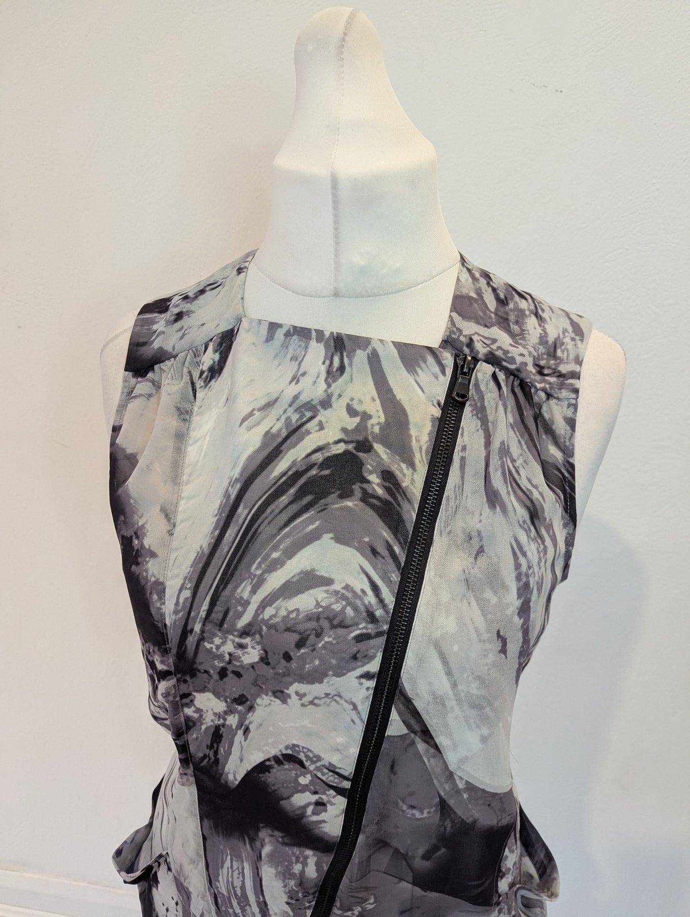 Mint Velvet Grey Sleeveless Zip Tunic Size 10