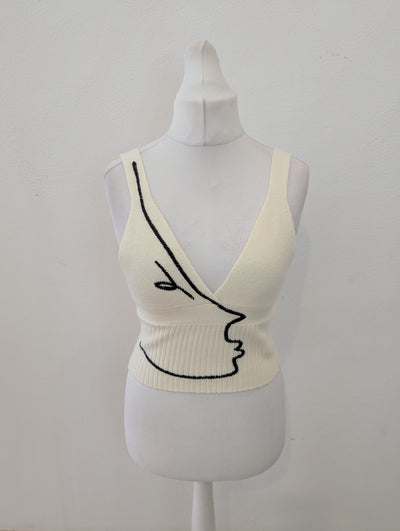 Zara Cream Knitted Top L RRP £27.99