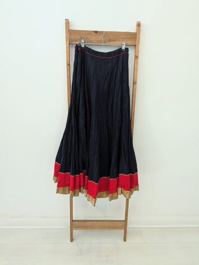 Yellow Navy PomPom skirt