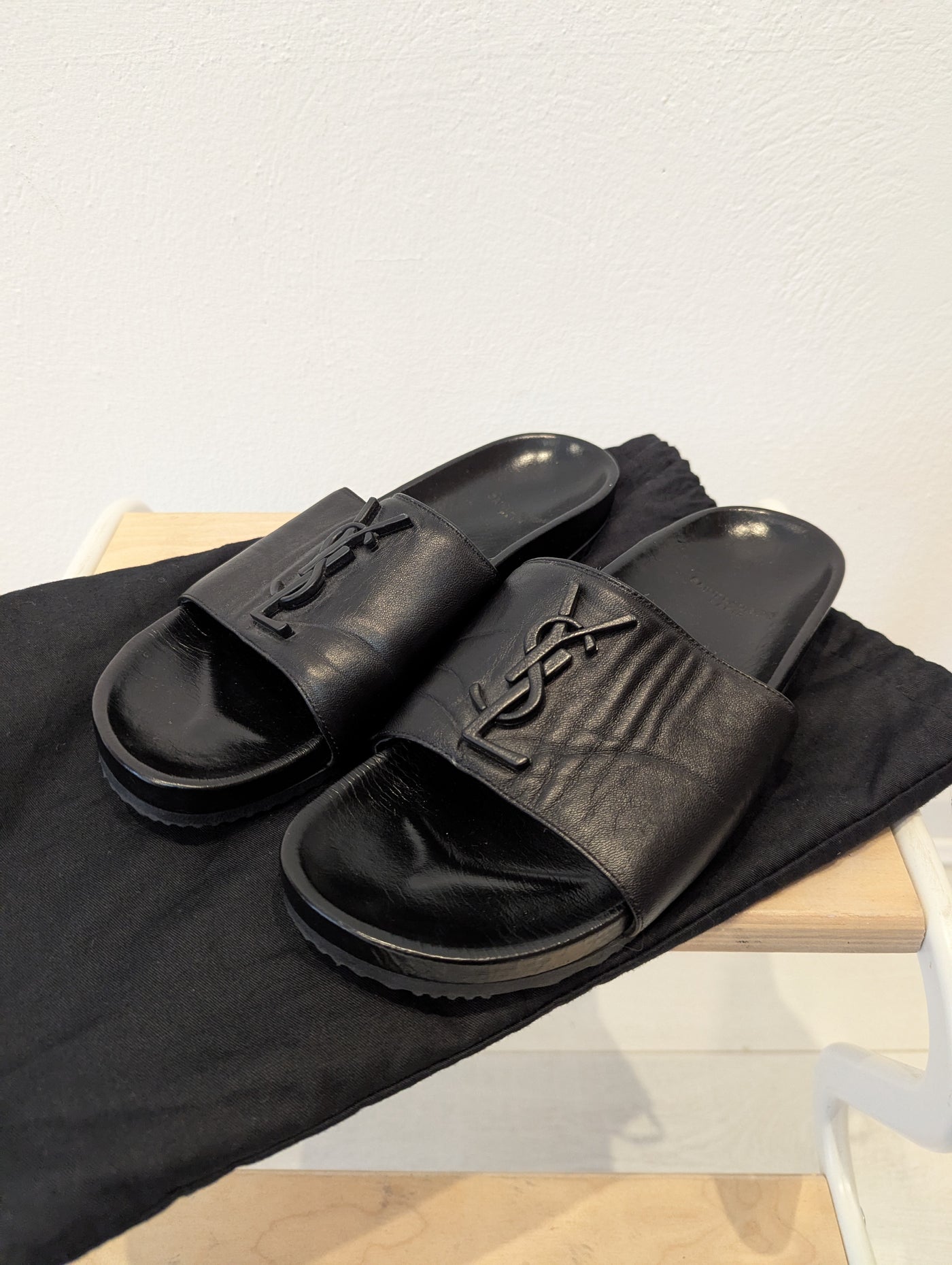 YSL Joan black sliders 4 RRP £600