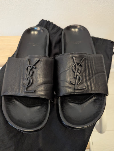 YSL Joan black sliders 4 RRP £600