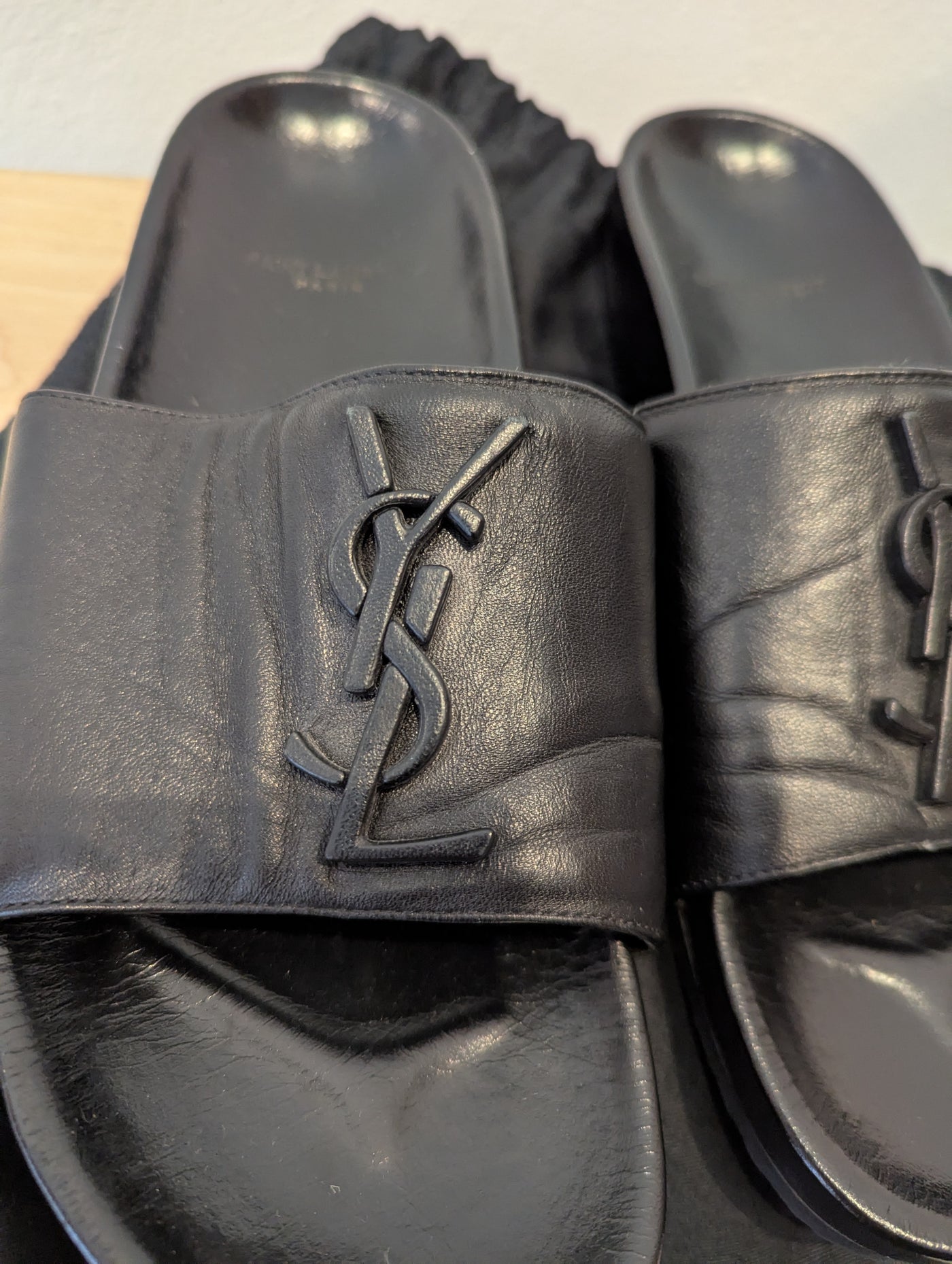YSL Joan black sliders 4 RRP £600