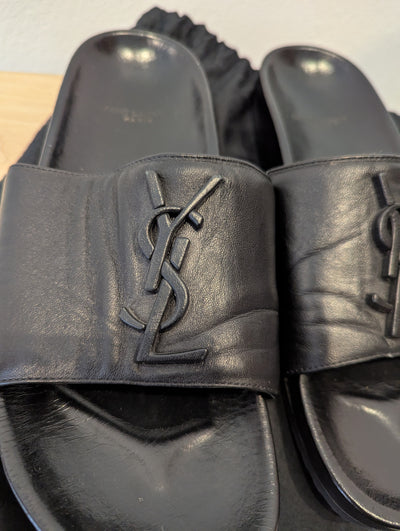 YSL Joan black sliders 4 RRP £600