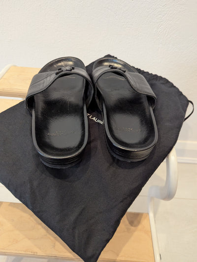 YSL Joan black sliders 4 RRP £600