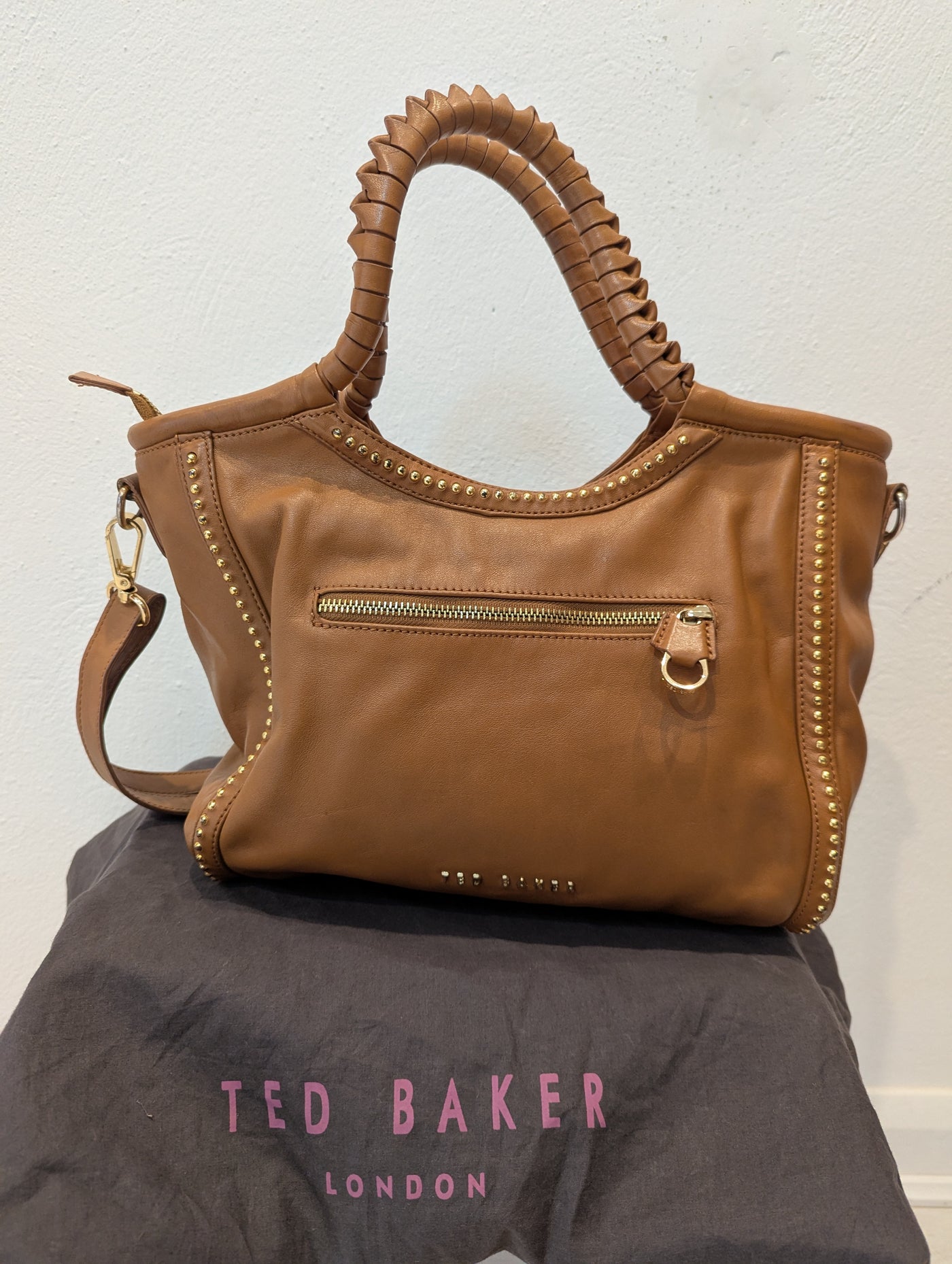 Ted Baker tan gold stud bag